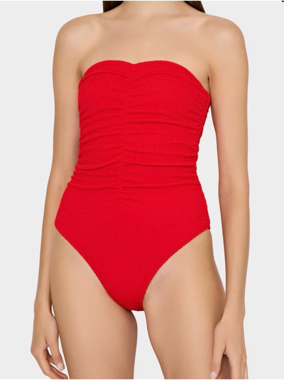NWT Milly textured ruched one piece (lad red)